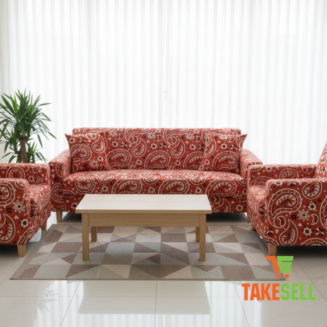 Spicy Red Bandana Sofa Cover 2+2+1