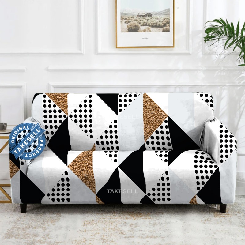 Geometric Glamour Stretch Sofa Cover