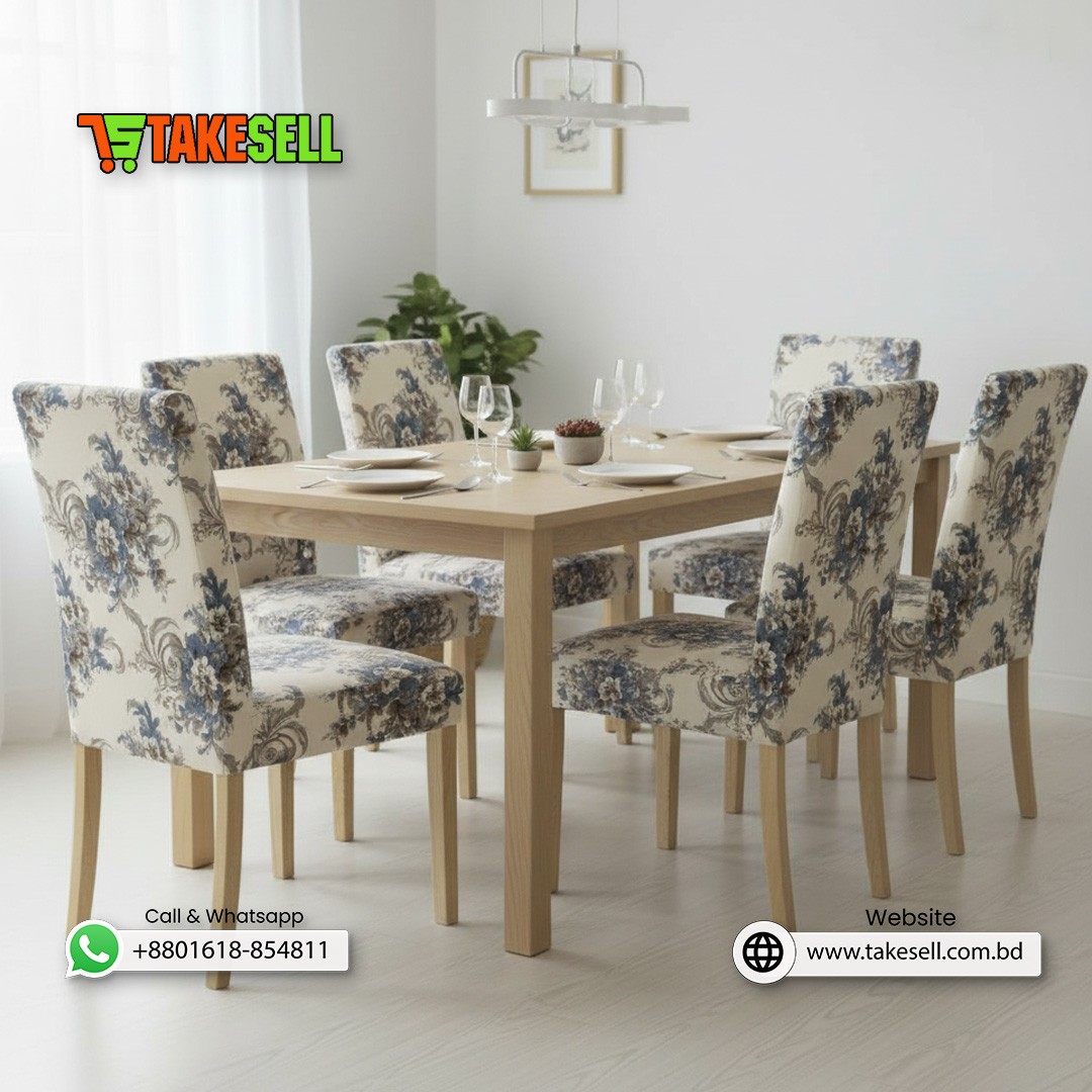 Baroque Blue & Taupe Floral Chair Cover