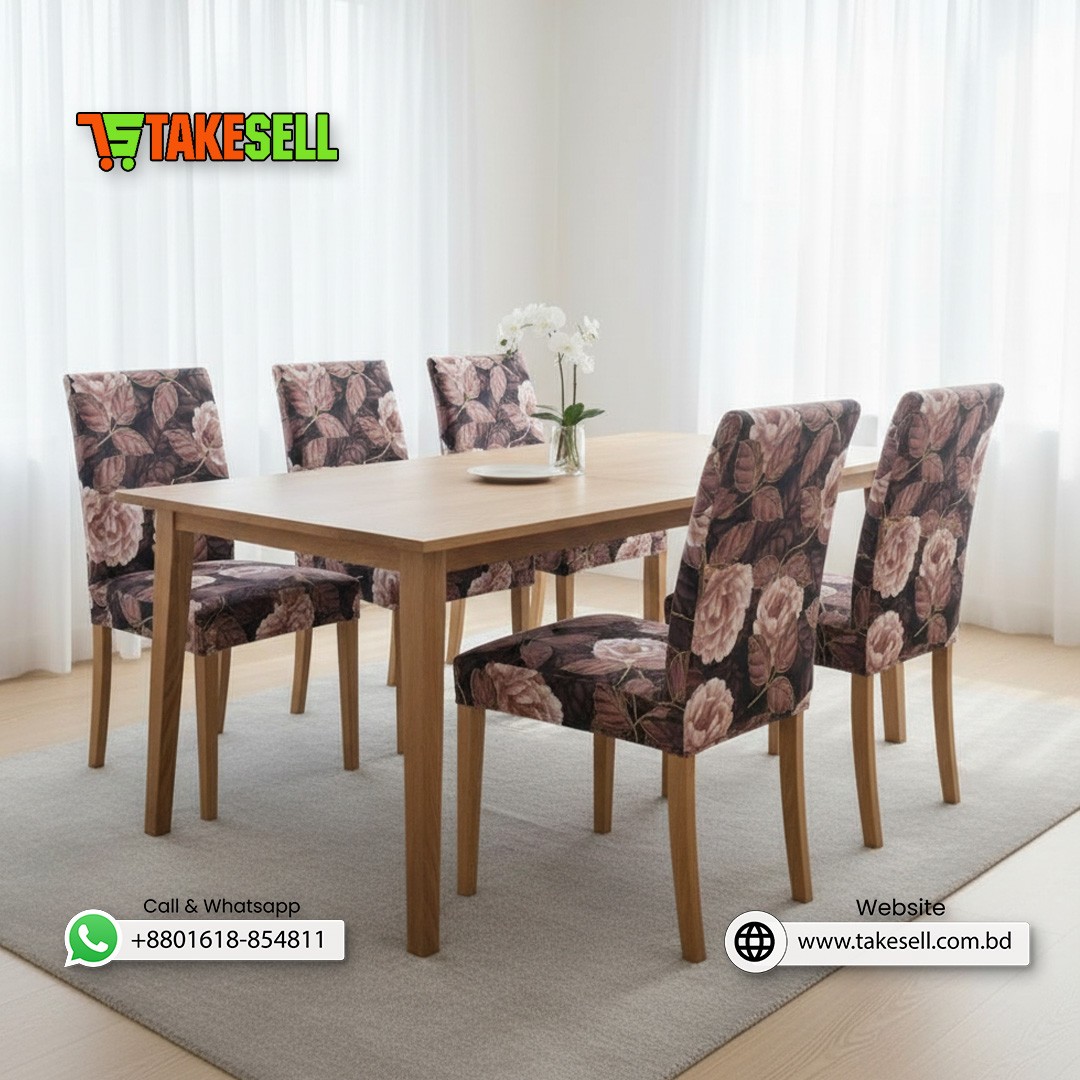 Luxury Dark Floral Print Chair Cover with Back Bow