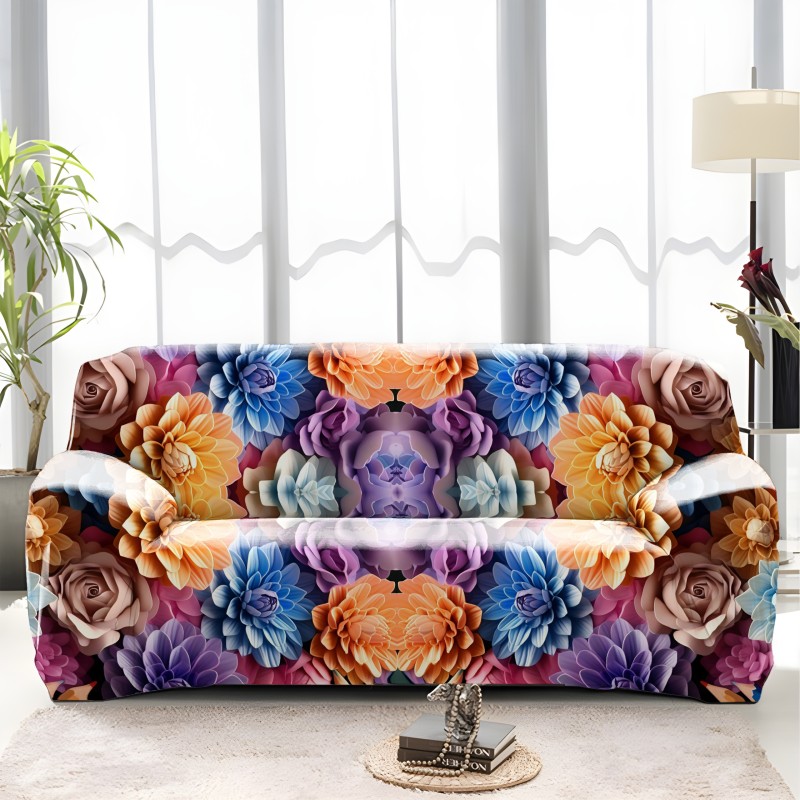 3D Floral RoyalBloom China Print Sofa Cover