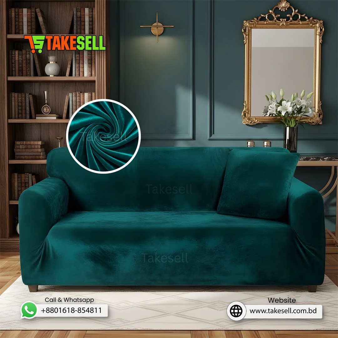 Deep Green Velvet Sofa Cover