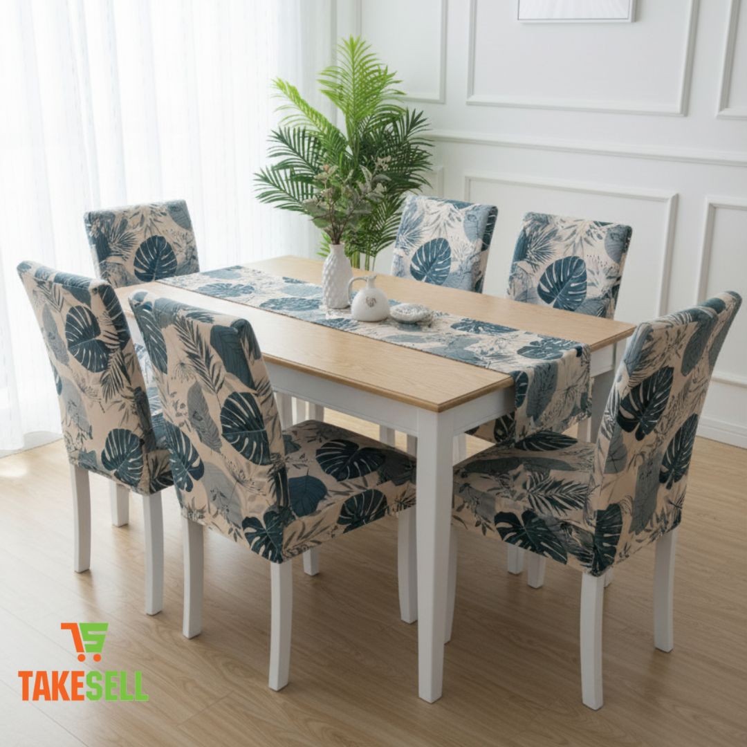 Bohemian Tropical Leaf Print Stretch Chair Cover