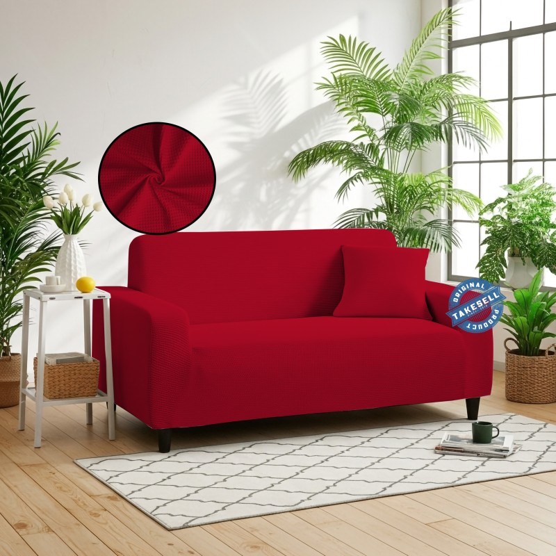 Red Colour Honey Comb Sofa Cover