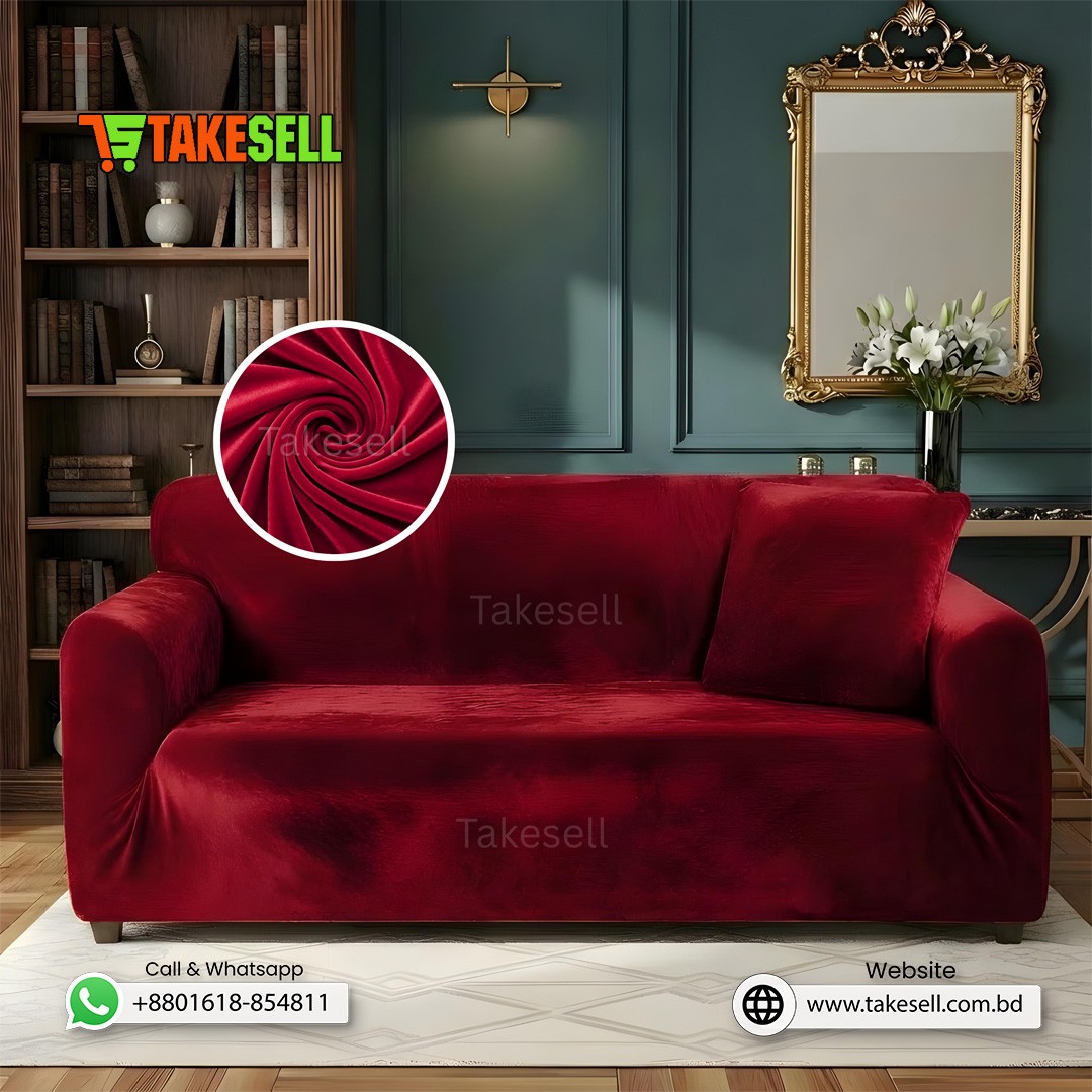 Velvet Maroon Sofa Cover