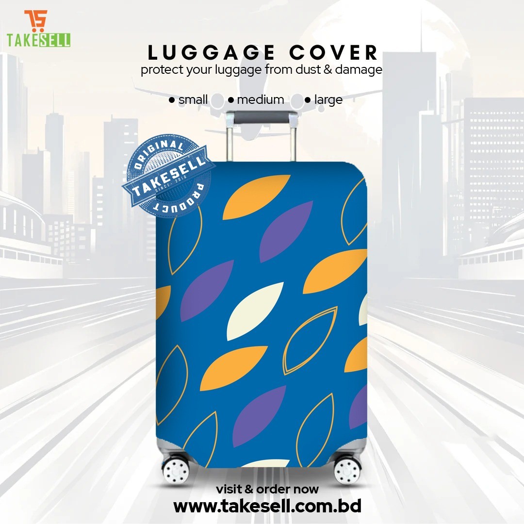 Indigo Shards Abstract Leaf Print Luggage Cover