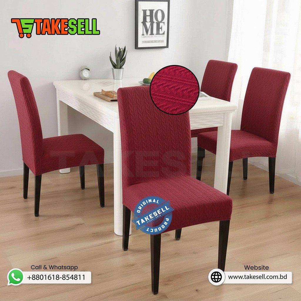 Korean Luxury Maroon stripe Jacquard Chair Cover