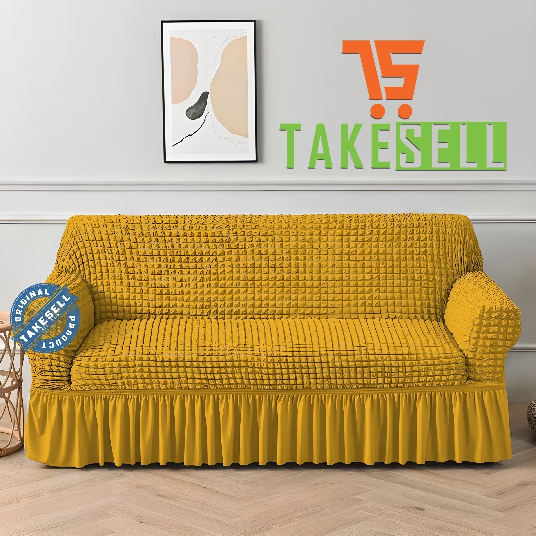 Golden Turkey Sofa Cover with Frill