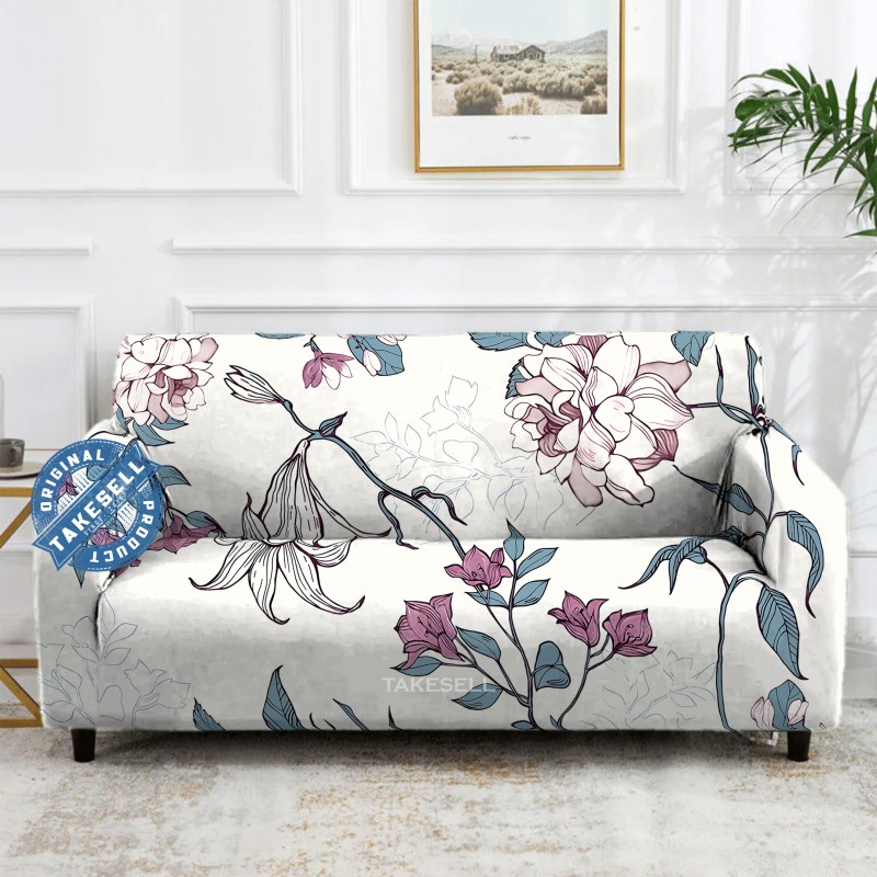 Ethereal Sketch Floral Stretch Sofa Cover