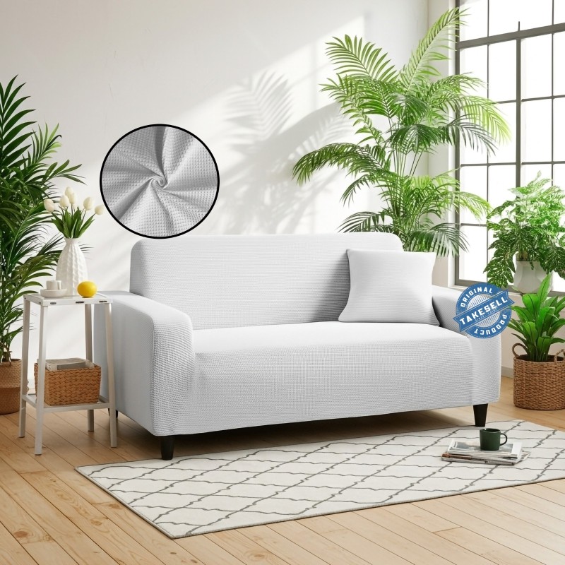 White Color Honey Comb Sofa Cover