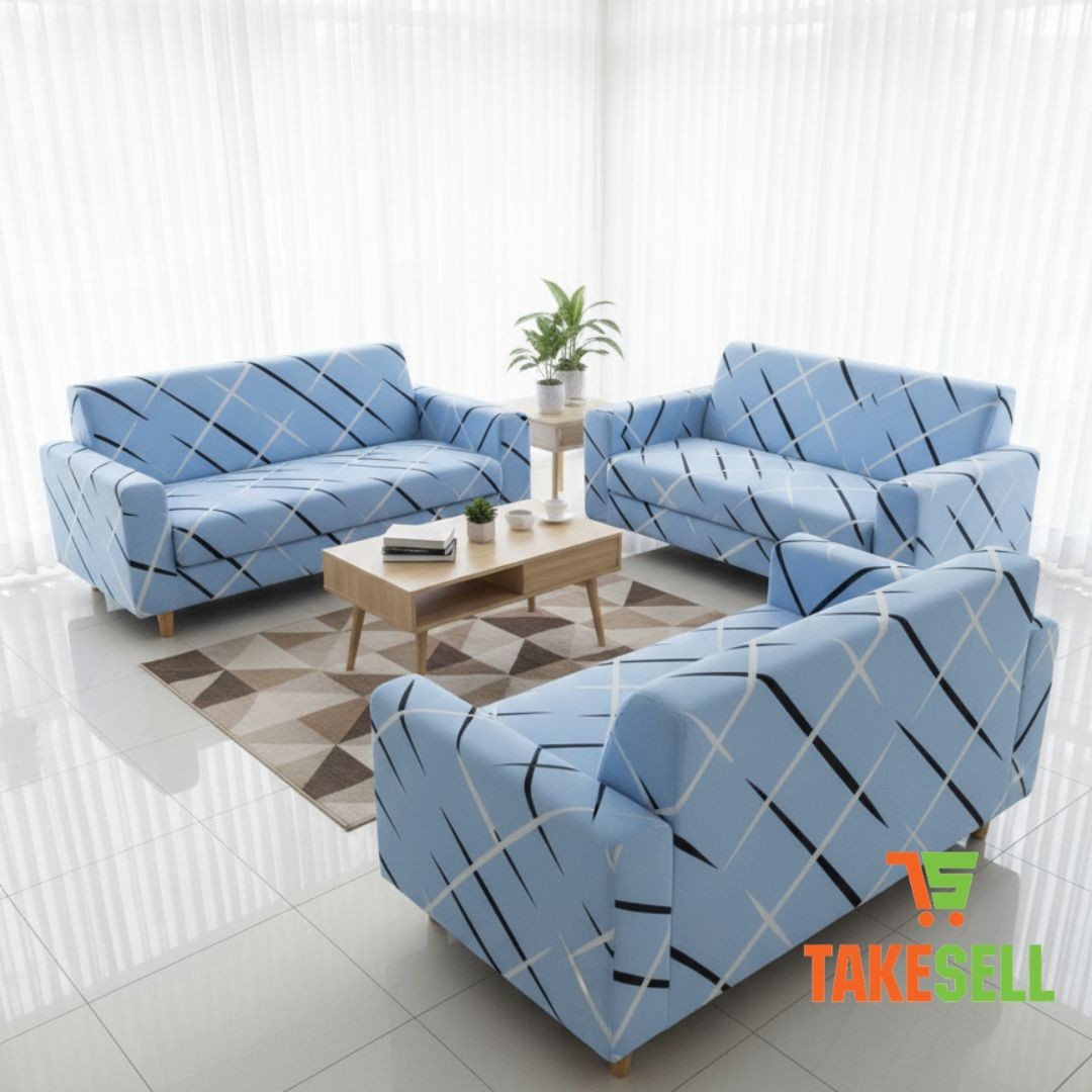 Abstract Crisscross Geometric Sofa Cover