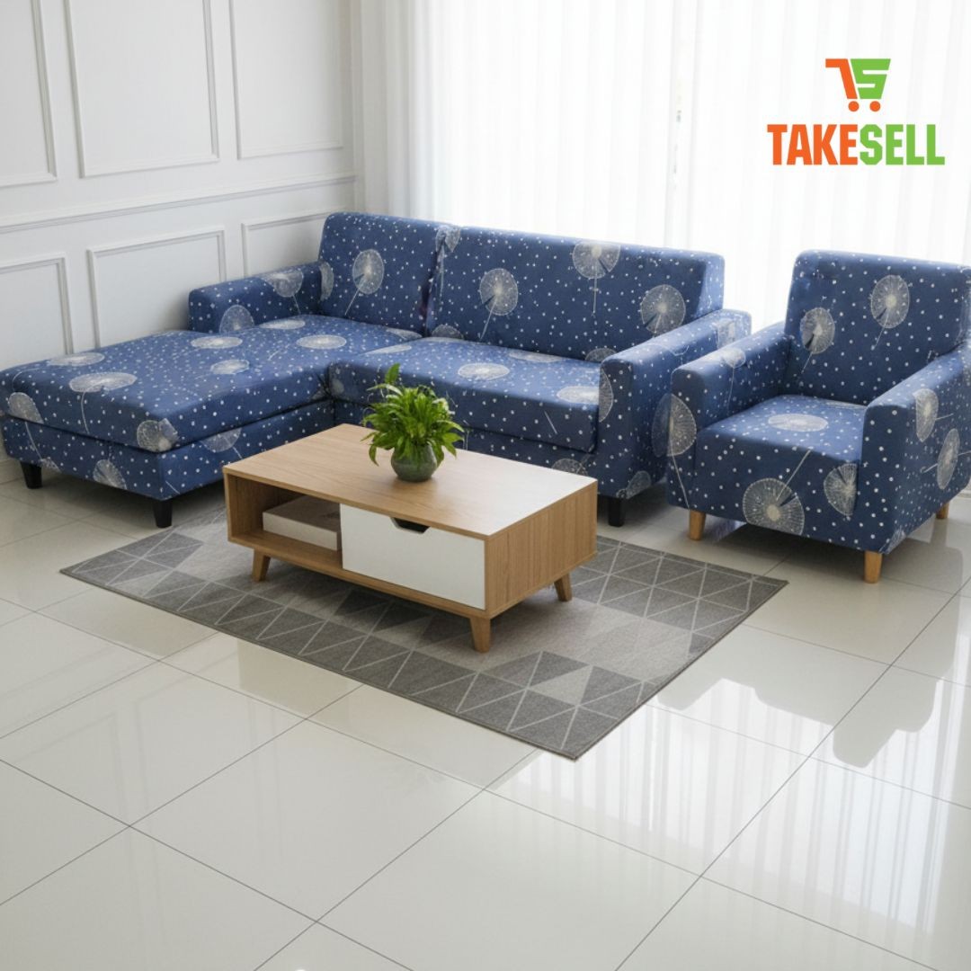 Modern Forest Green Geometric Stretch Sofa Cover