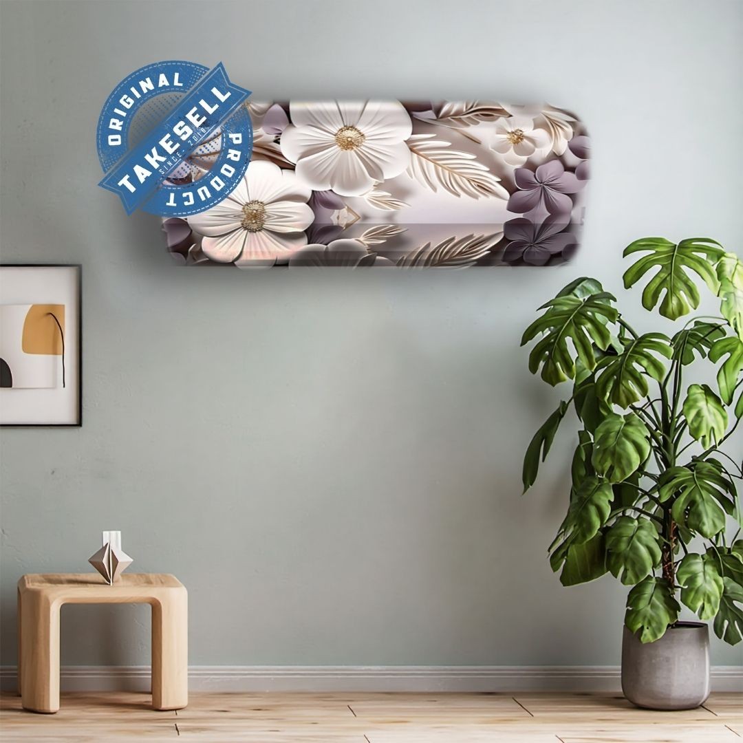 Sculpted 3D Neutral Floral AC Cover