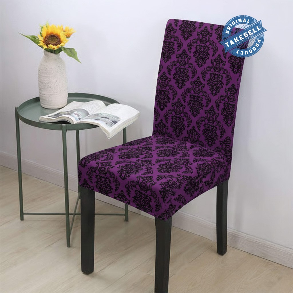 Purple Damask Spandex jacquard Chair Cover