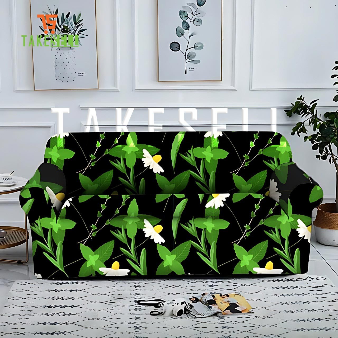 2 seat china print sofa cover