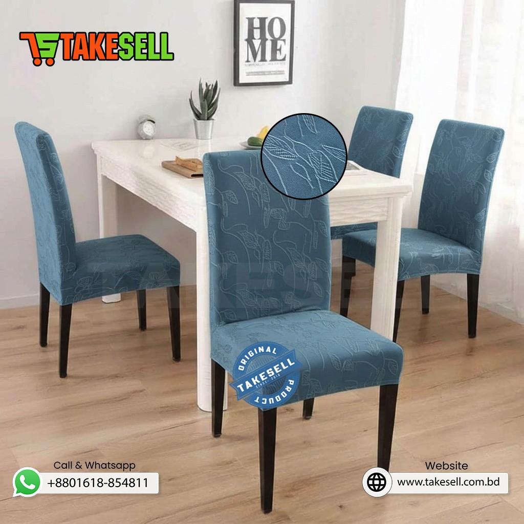 Korean Luxury Teal Blue stripe Jacquard Chair Cover