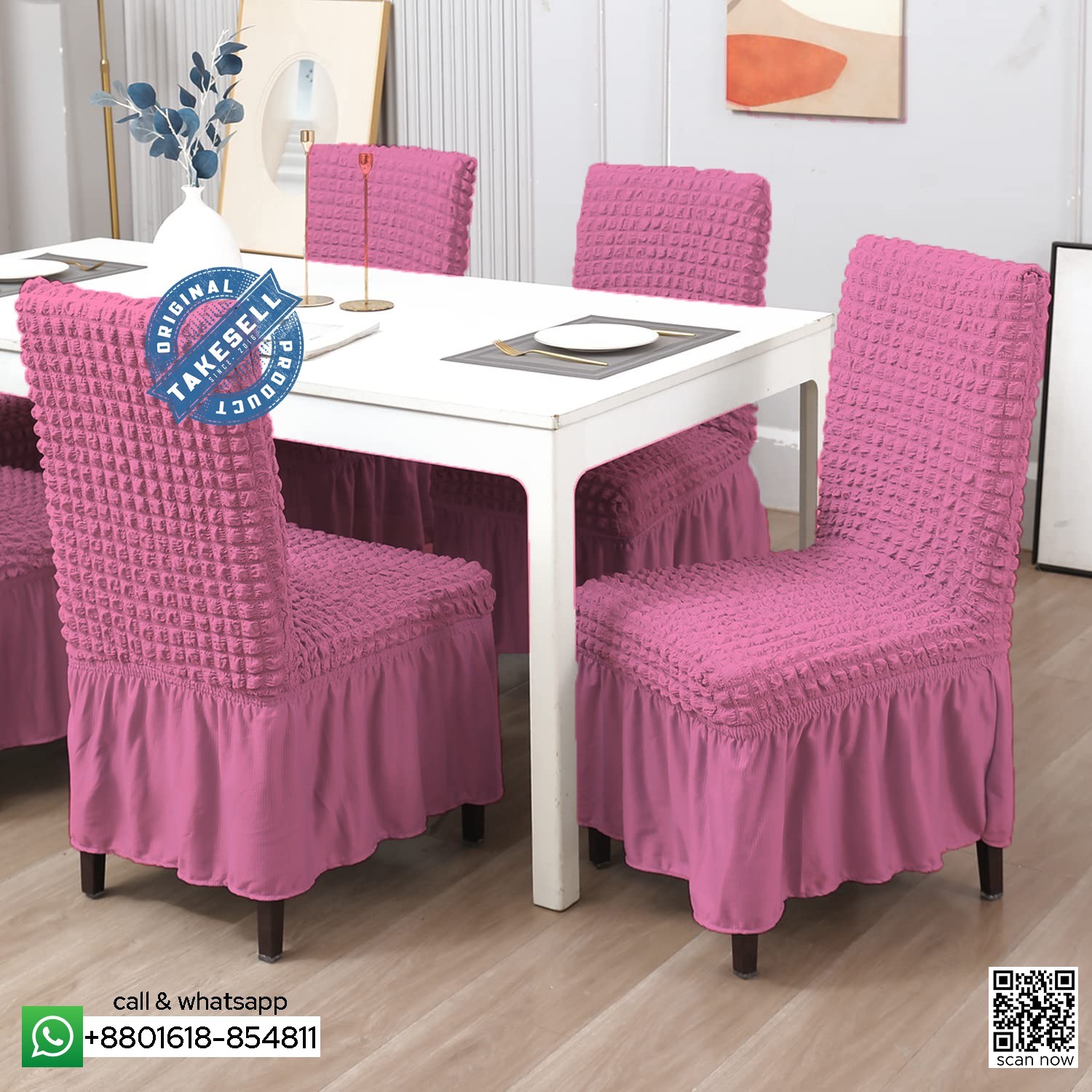 Turkey Pink color Chair Cover