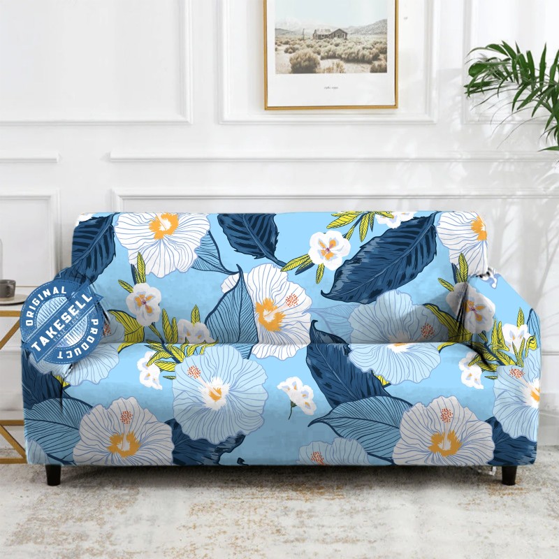 Sky Blue floral  China Print Sofa Cover