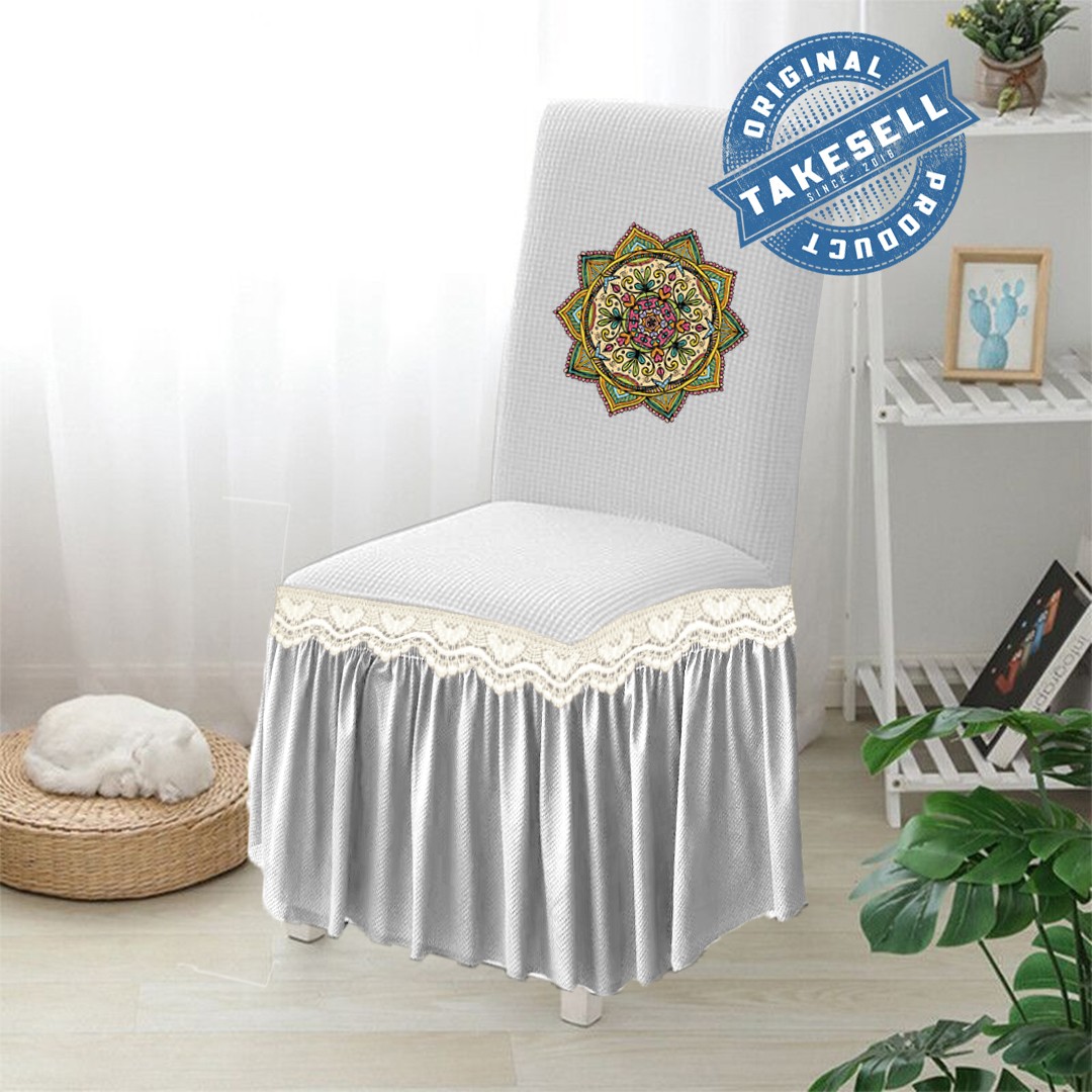 White Elegance HoneyComb Frill Chair Cover