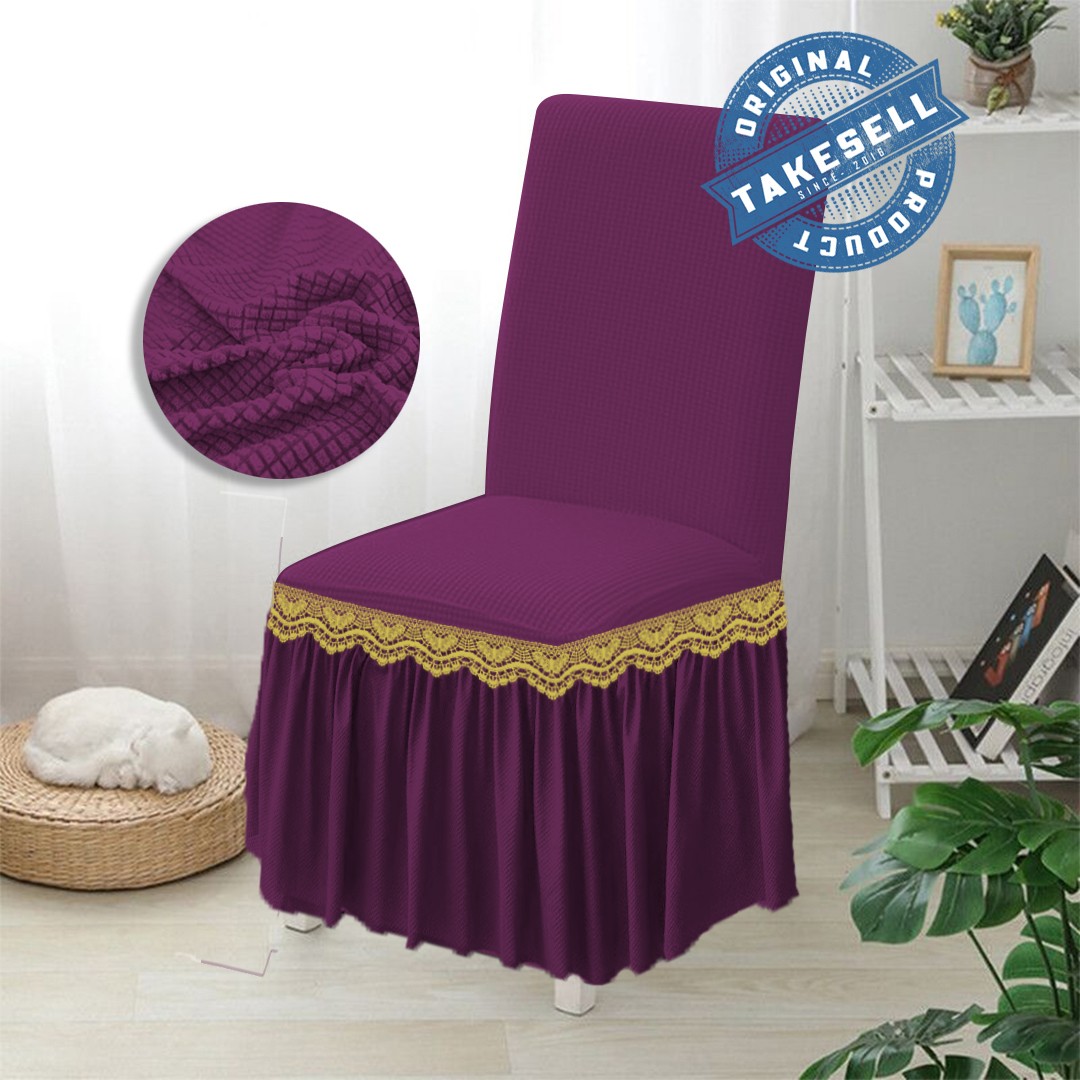 Purple Grandeur HoneyComb Frill Chair Cover