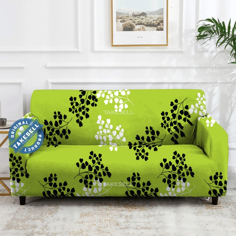 Electric Lime Botanical Sofa Cover