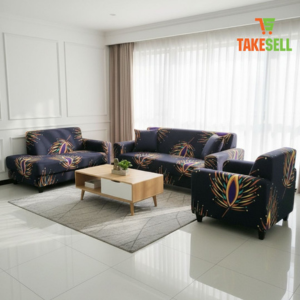 Fresh White Base Red Floral Stretch Sofa Cover