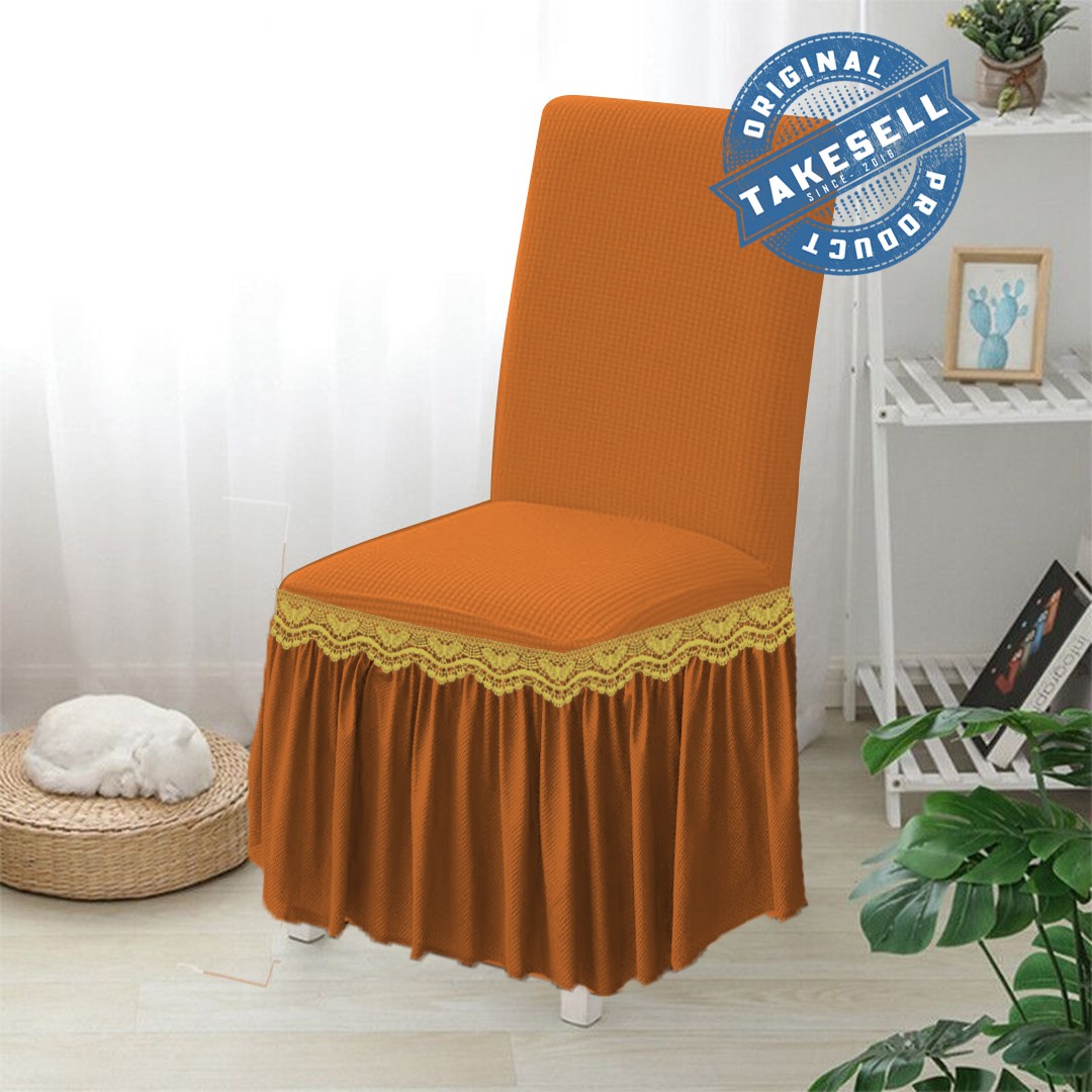 Orange Vibrant HoneyComb Frill Chair Cover