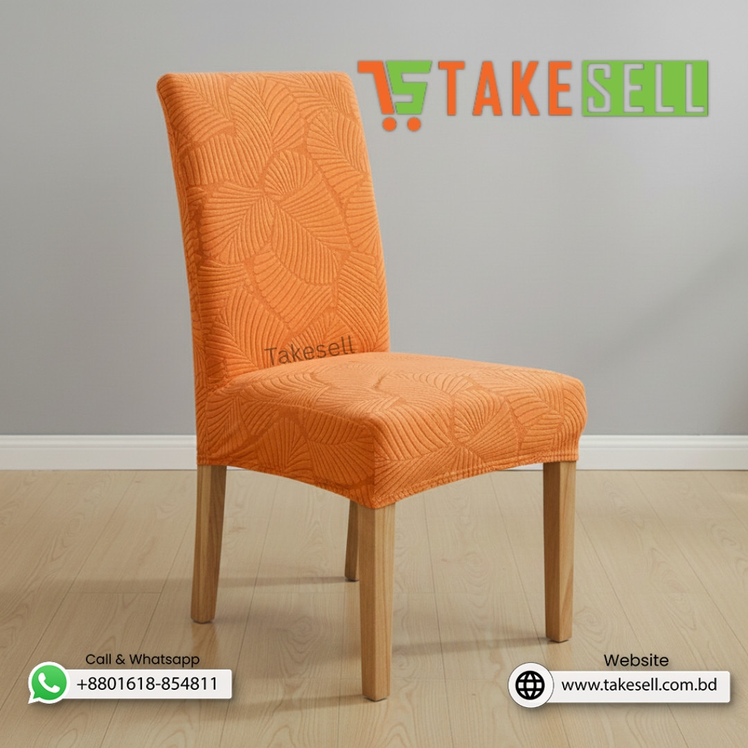 Orange Vibrant  leaf pattern Fujian Luxury Jacquard Chair Cover