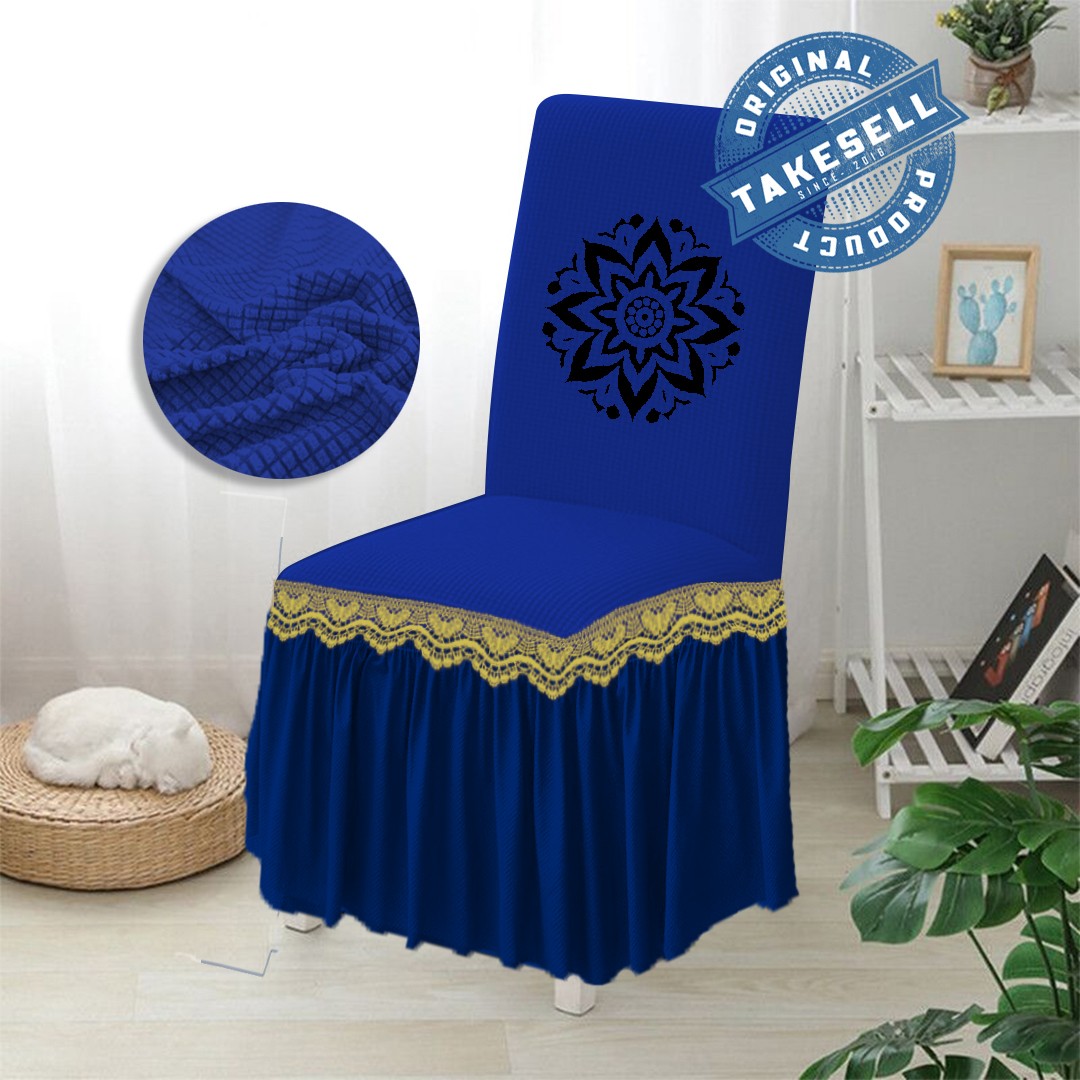 Royal Blue Prestige HoneyComb Frill Chair Cover