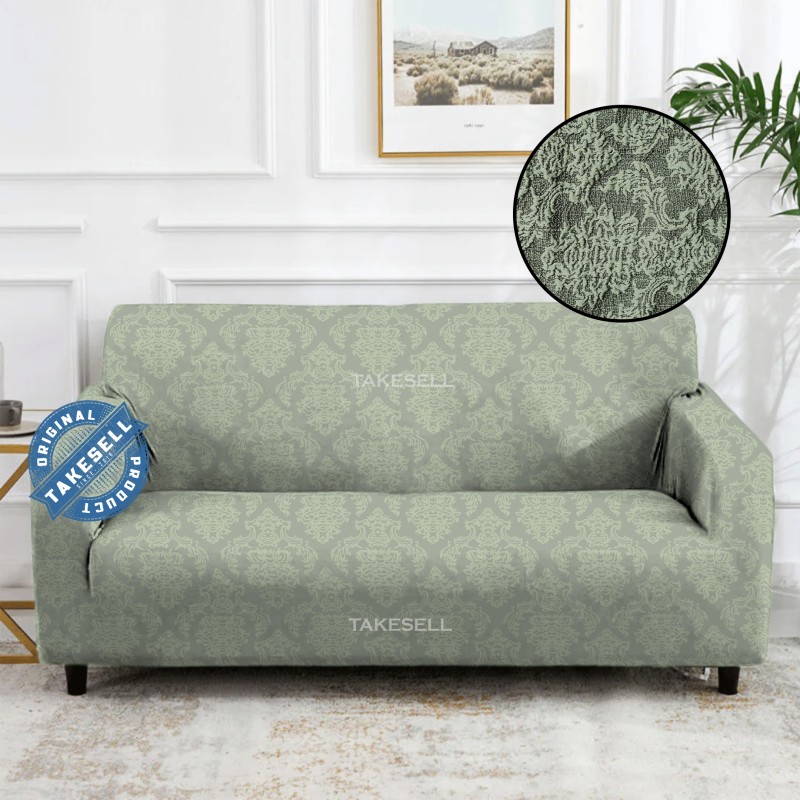 Green fest Jacquard Sofa Cover Full Spandex 2+2+1