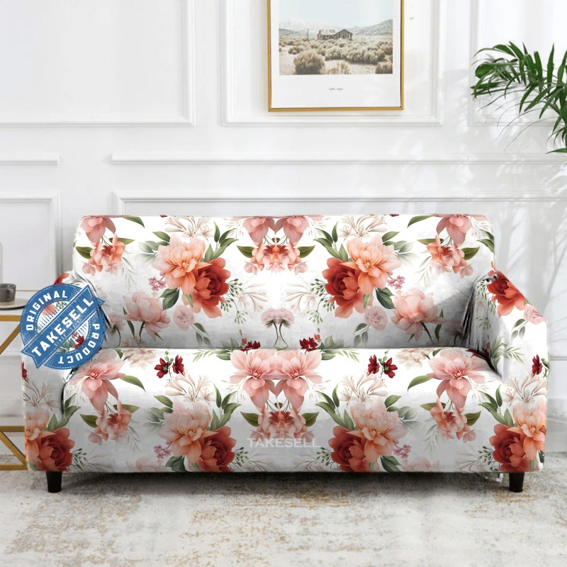 Watercolor Floral China Print Sofa Cover