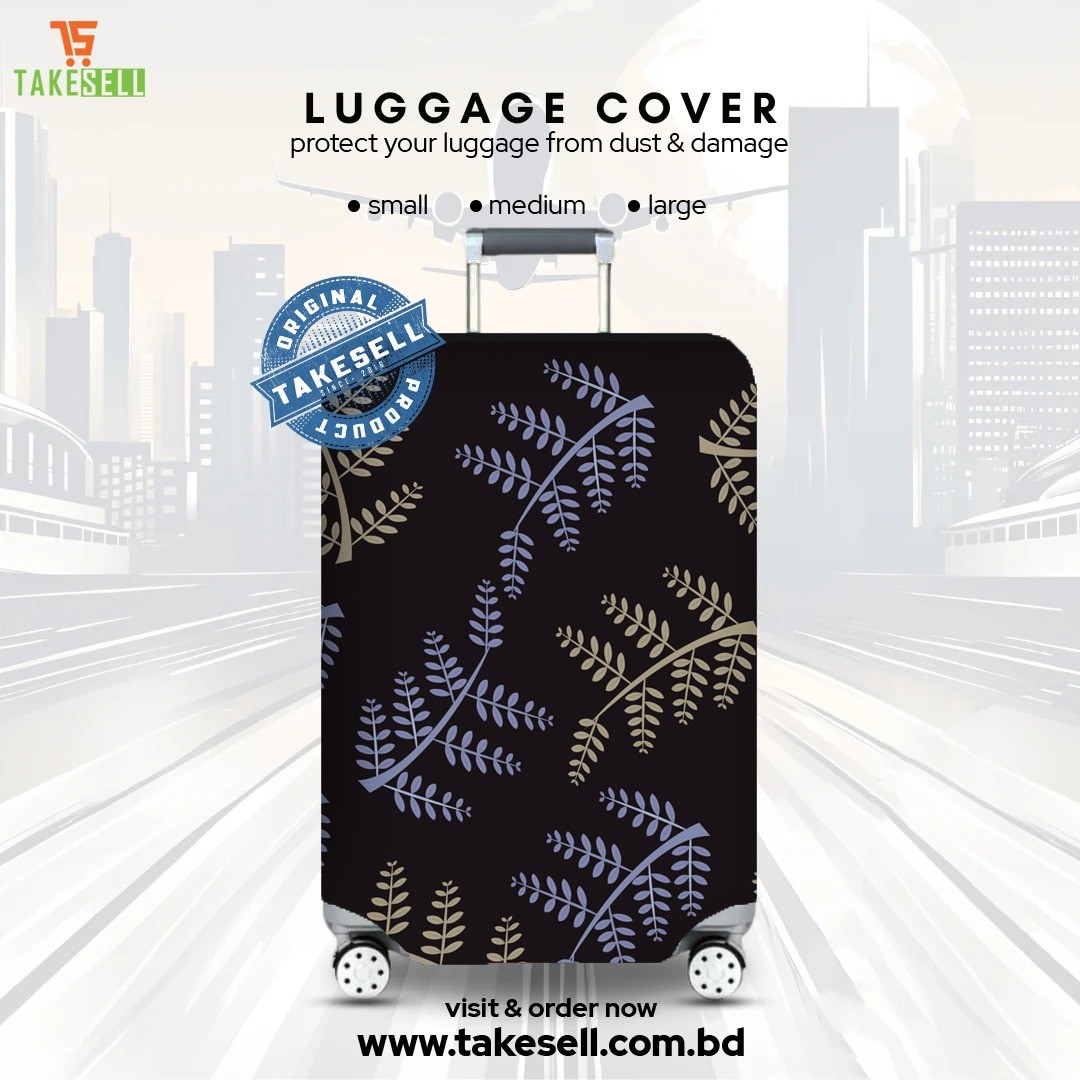 Midnight Fern Black Leaf Print Luggage Cover