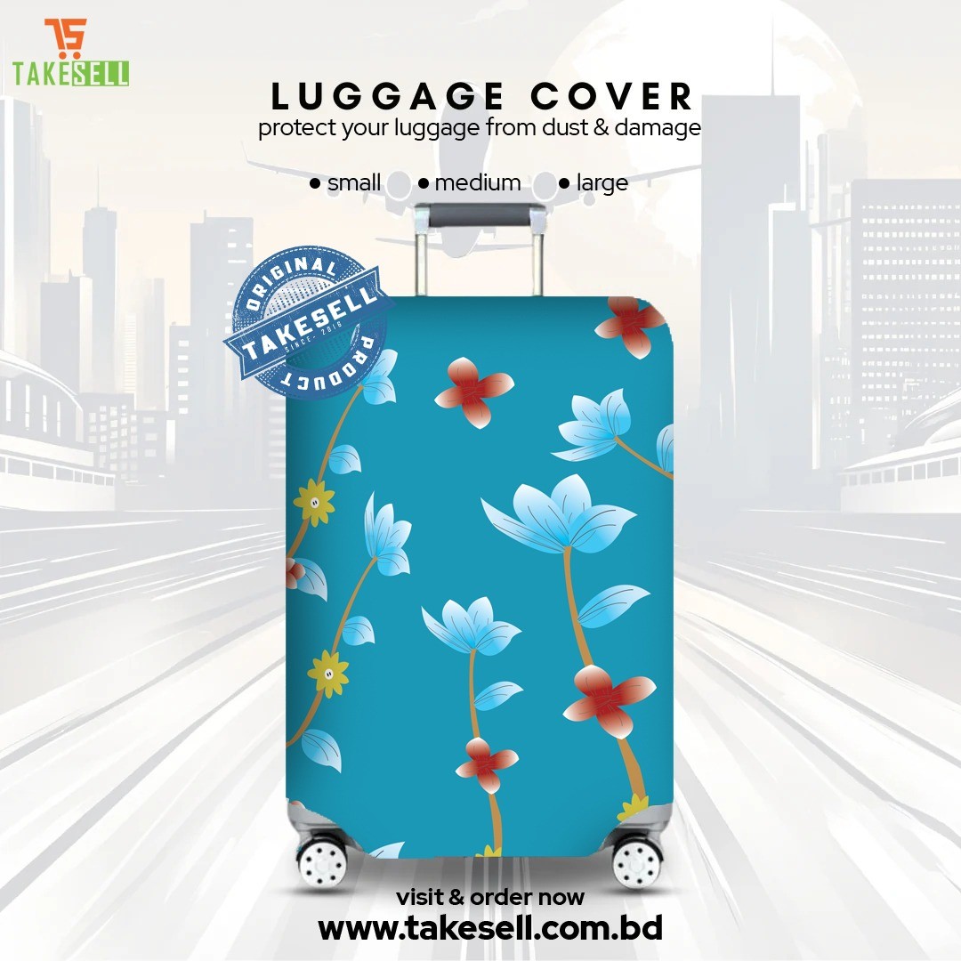 Tropical Sky Blue Floral Print Luggage Cover