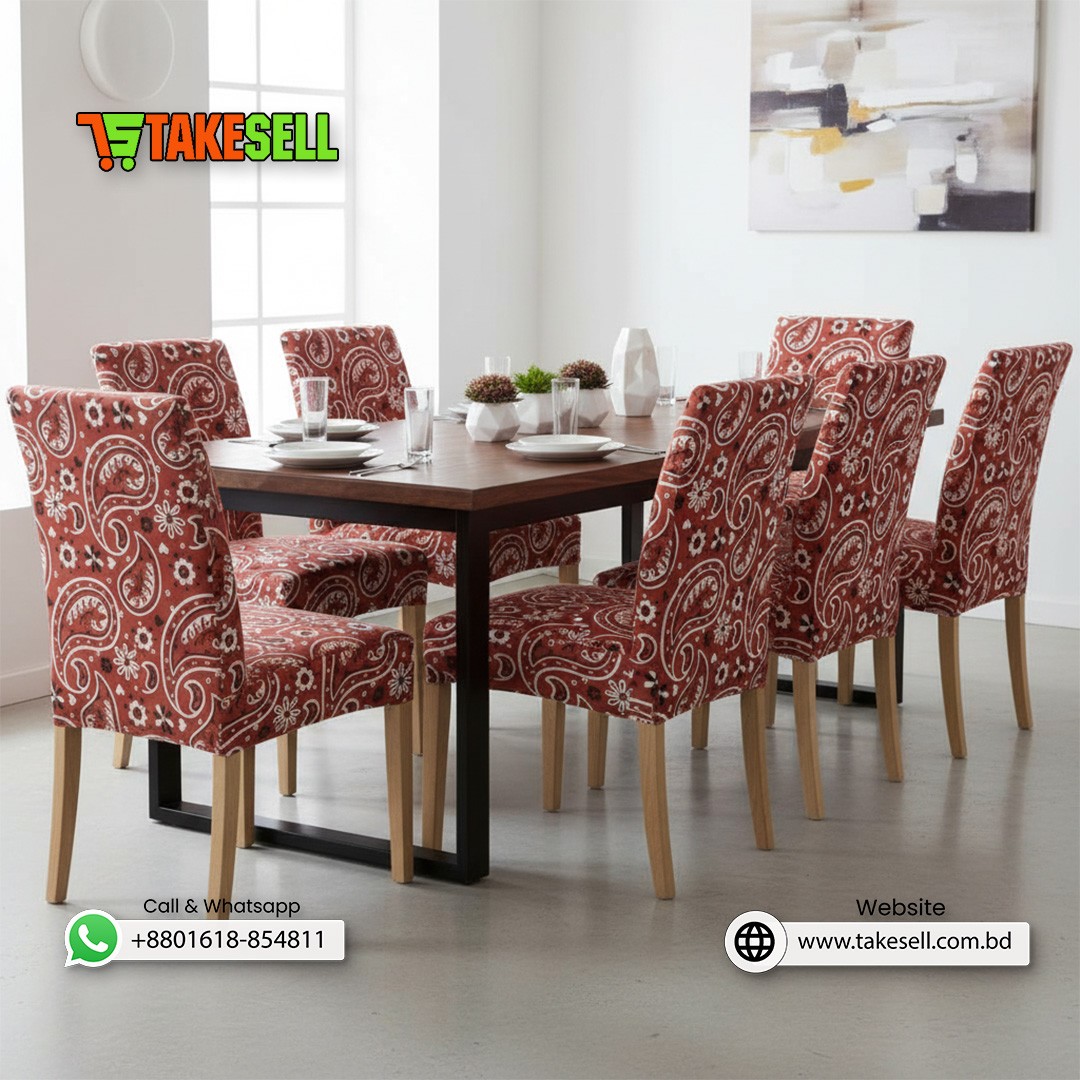 Red Western Bandana Print Stretch Dining Chair Cover