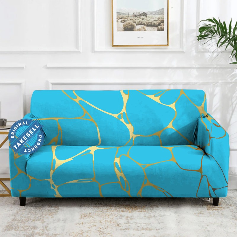 Blue Marbling China Print Sofa Cover