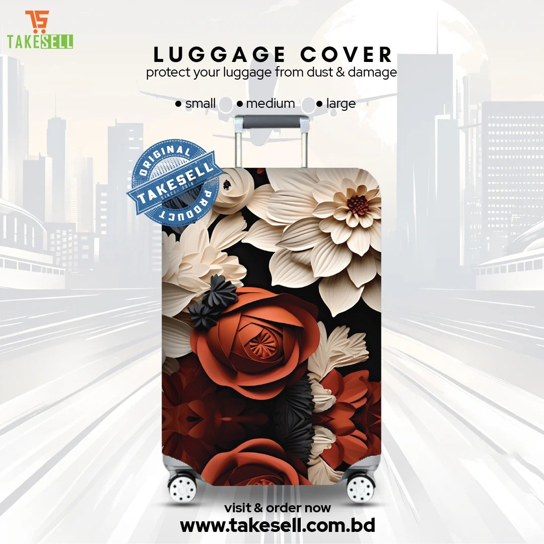 3D Effect Terra Rose'Floral Luggage Cover
