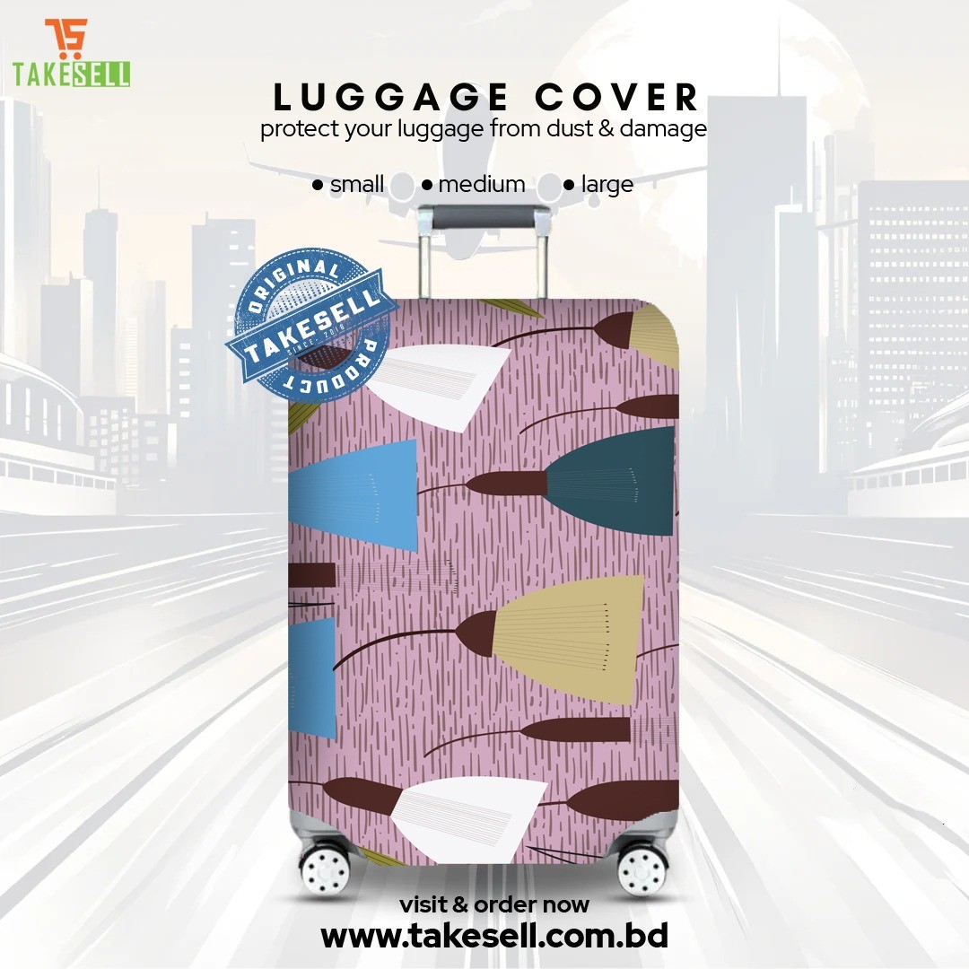 Woven Bloom Abstract Pink & Blue Luggage Cover