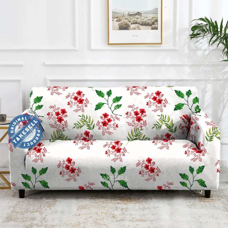 Scarlet Vine Floral Stretch Sofa Cover