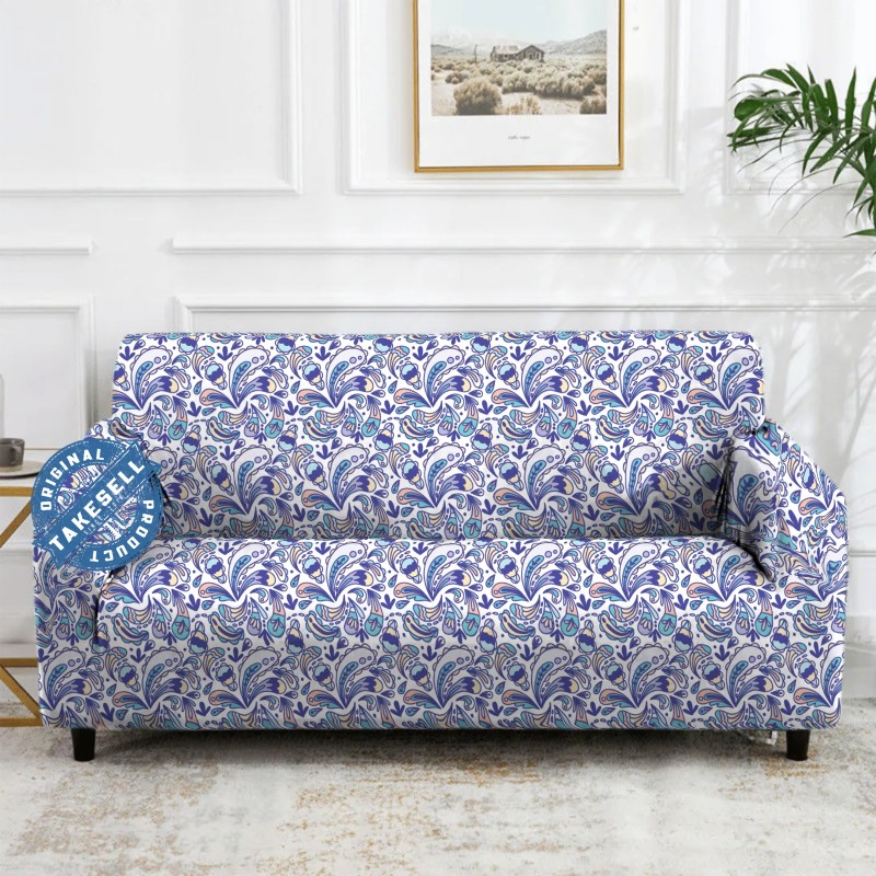Floral stretch China Print sofa Cover