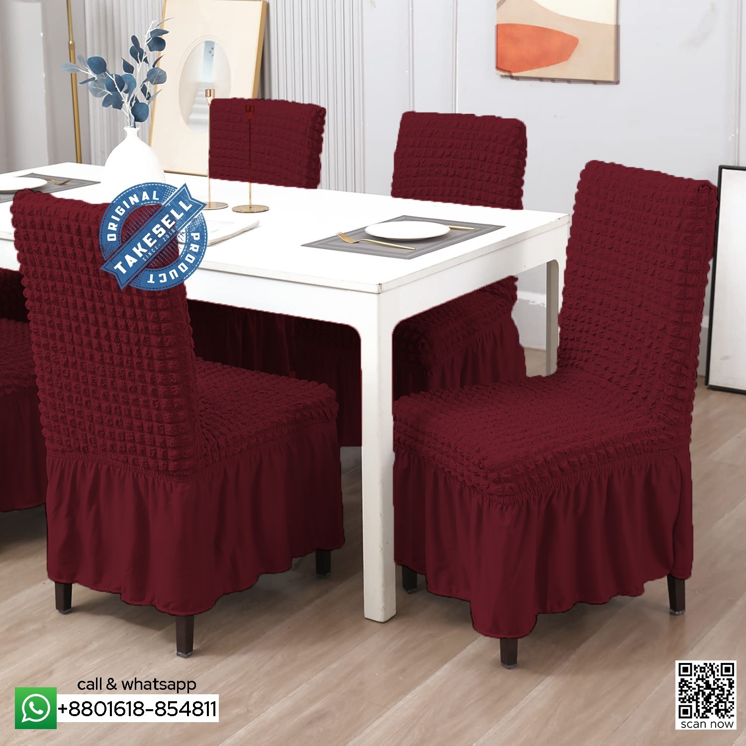 Turkey Deep Maroon color Chair Cover