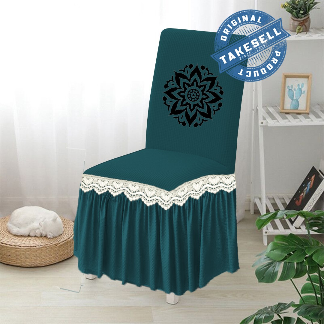 Sea Green Serenity HoneyComb Frill Chair Cover