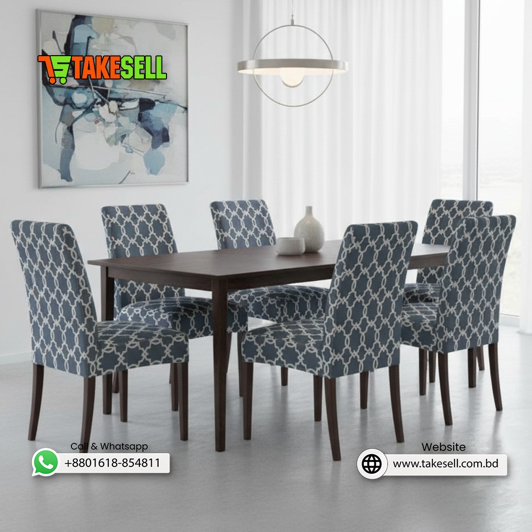 Slate Blue Trellis Geometric Stretch Chair Cover 4pcs