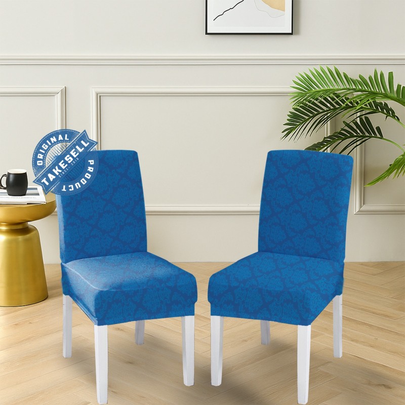 Royal Blue Tone-on-Tone Jacquard Chair Cover