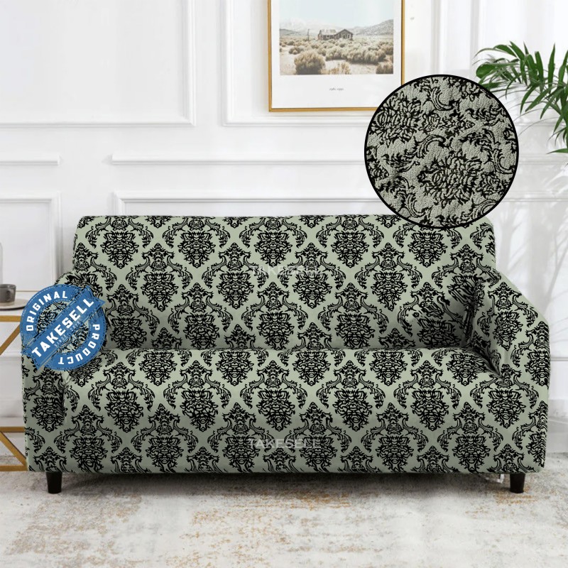 Green dark fest Jacquard Sofa Cover Full Spandex 2+2+1