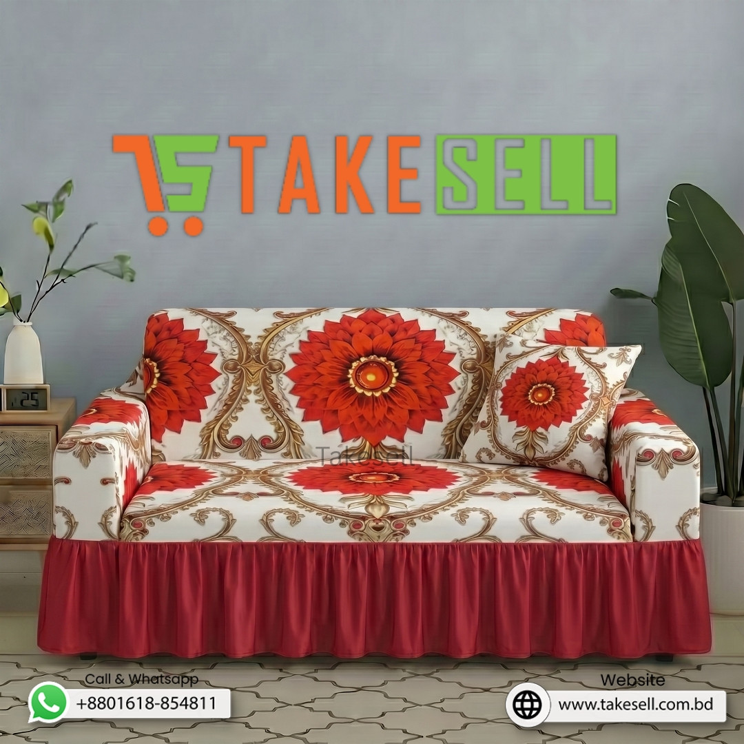 Gold Baroque floral China Print Sofa Cover