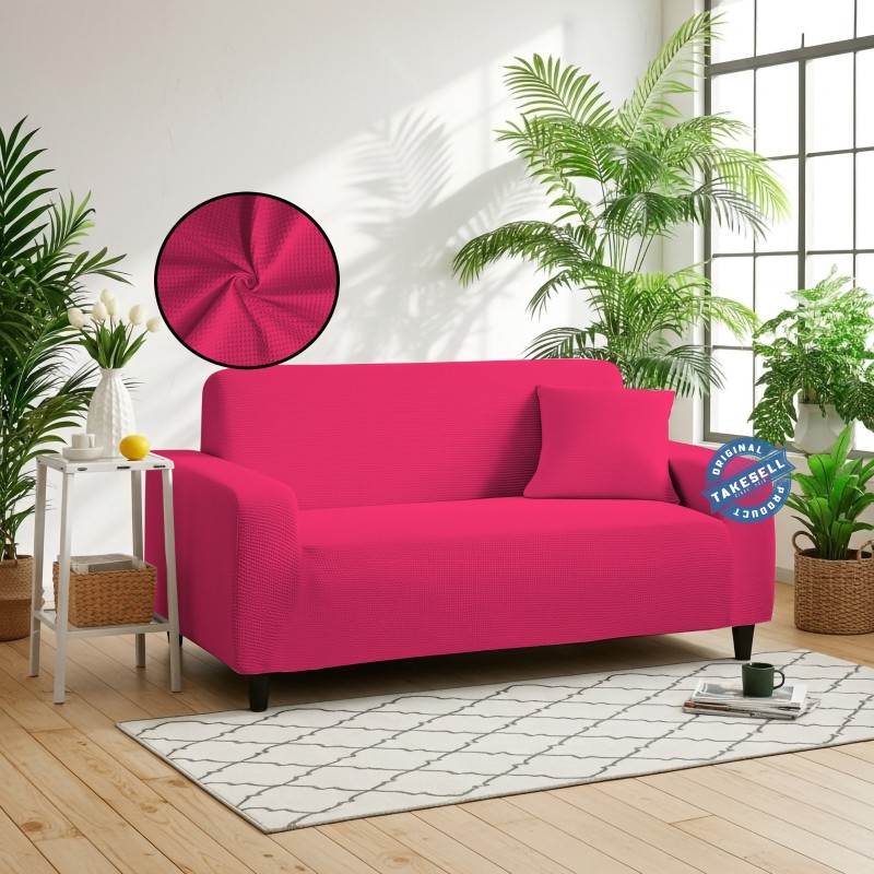 Pink Colour Honey Comb Sofa Cover