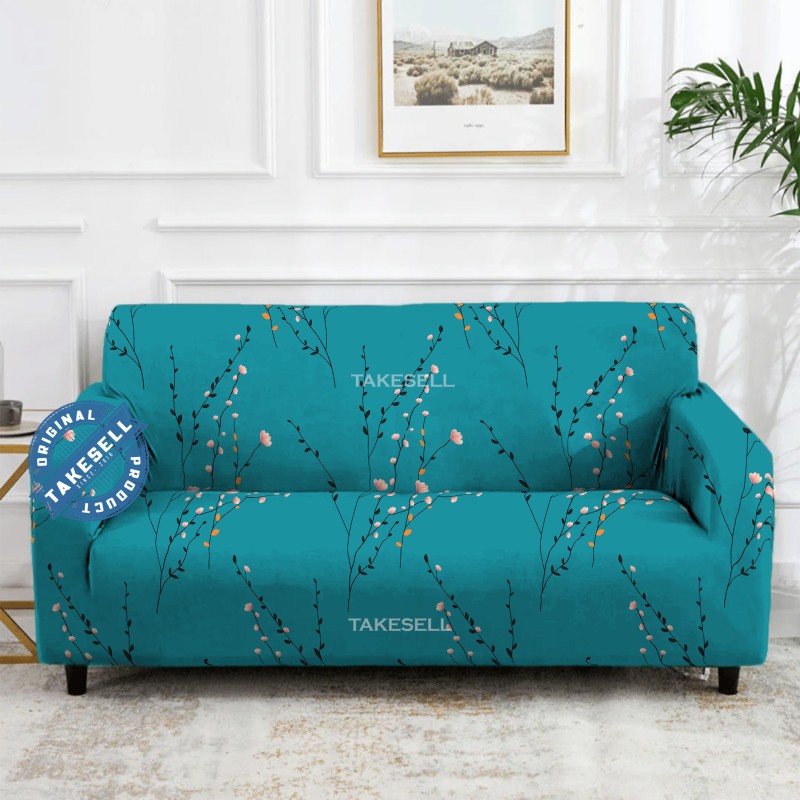Teal Willow Branches Sofa Cover