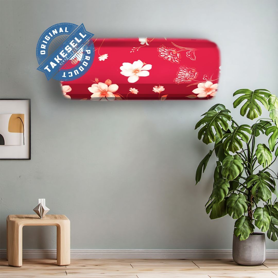 Crimson Oriental Floral AC Cover