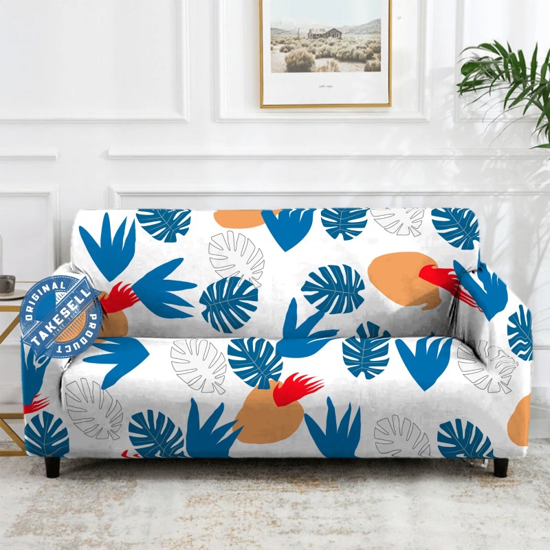 Blue Leaf Pattern China Print  Sofa Cover