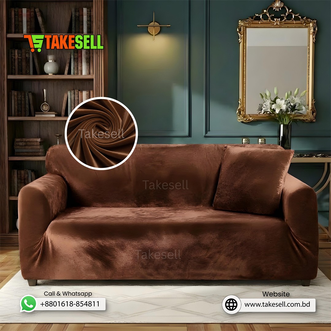 Espresso Velvet Sofa Cover (2+2+1)